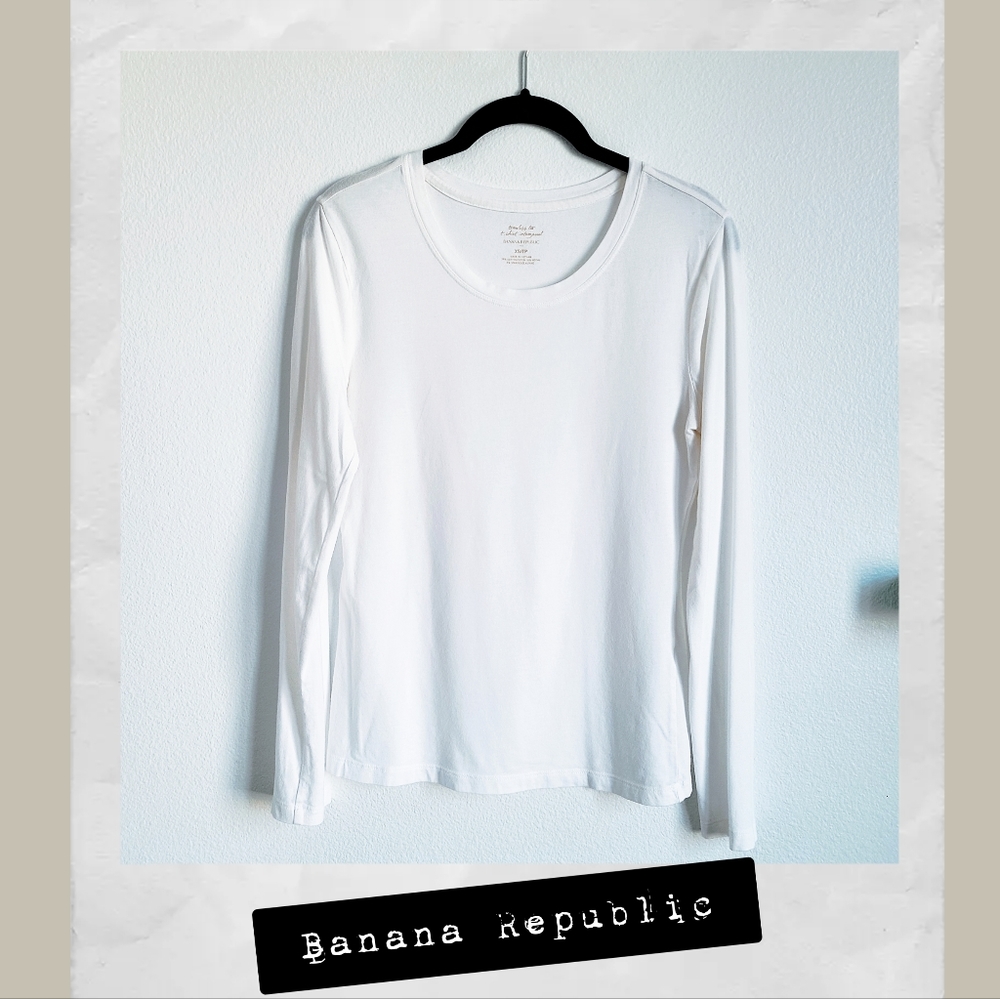 Banana Republic Factory Timeless Tee Long Sleeve, XS, White